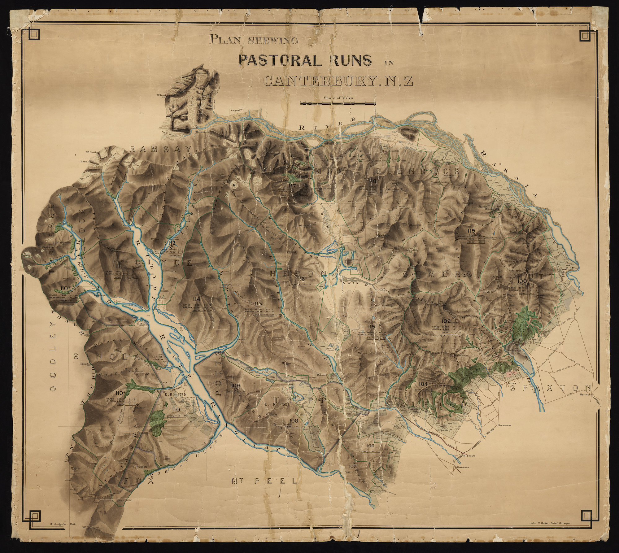 Pastoral Runs in South Canterbury, south of Rakaia River.