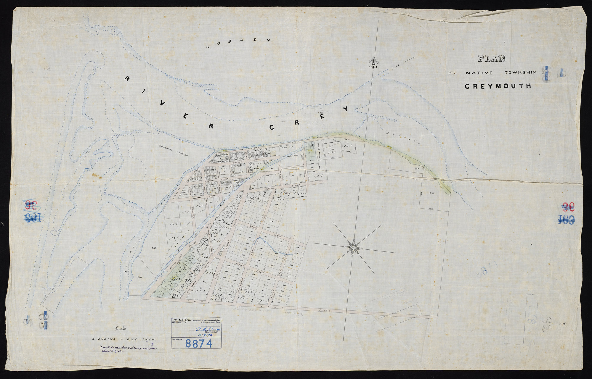 Town of Greymouth: Land taken for Railway