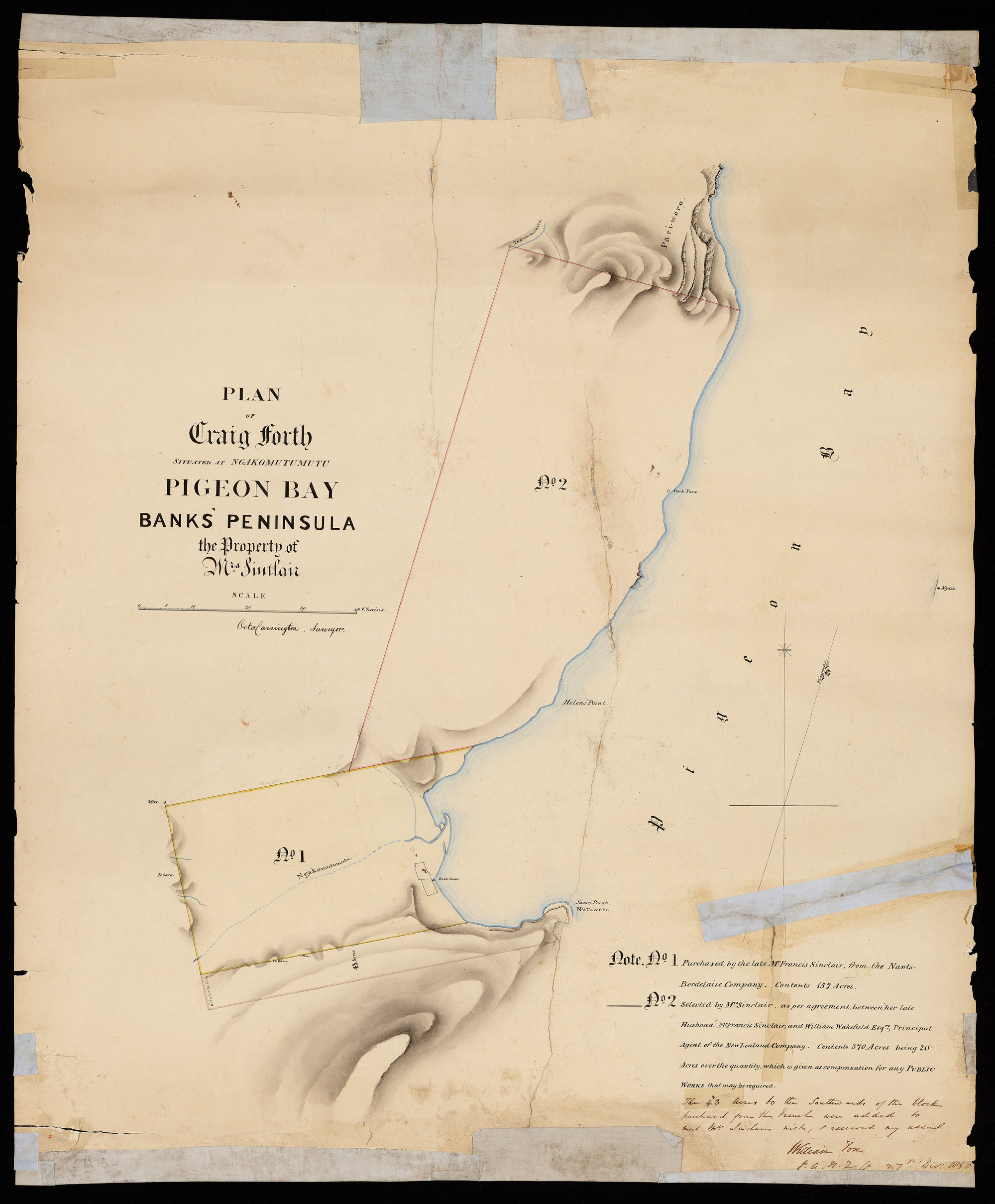 Pigeon Bay. Ngakomutumutu. Sinclair property