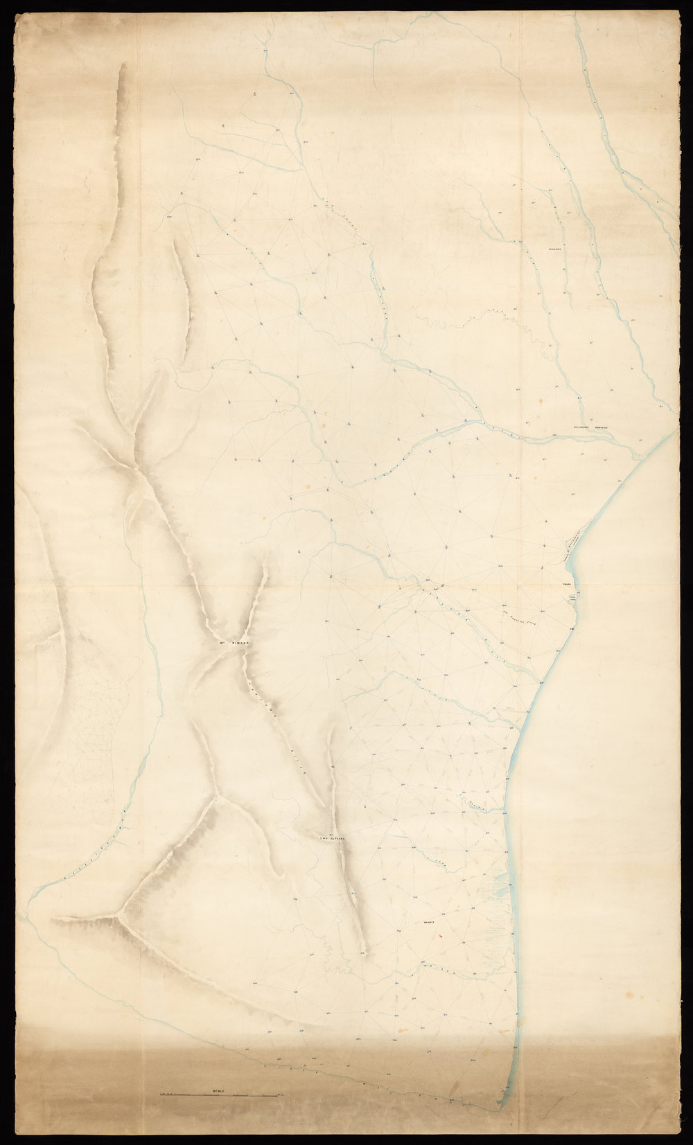 Chart of coast adjoining Timaru and a little trig work South of Timaru