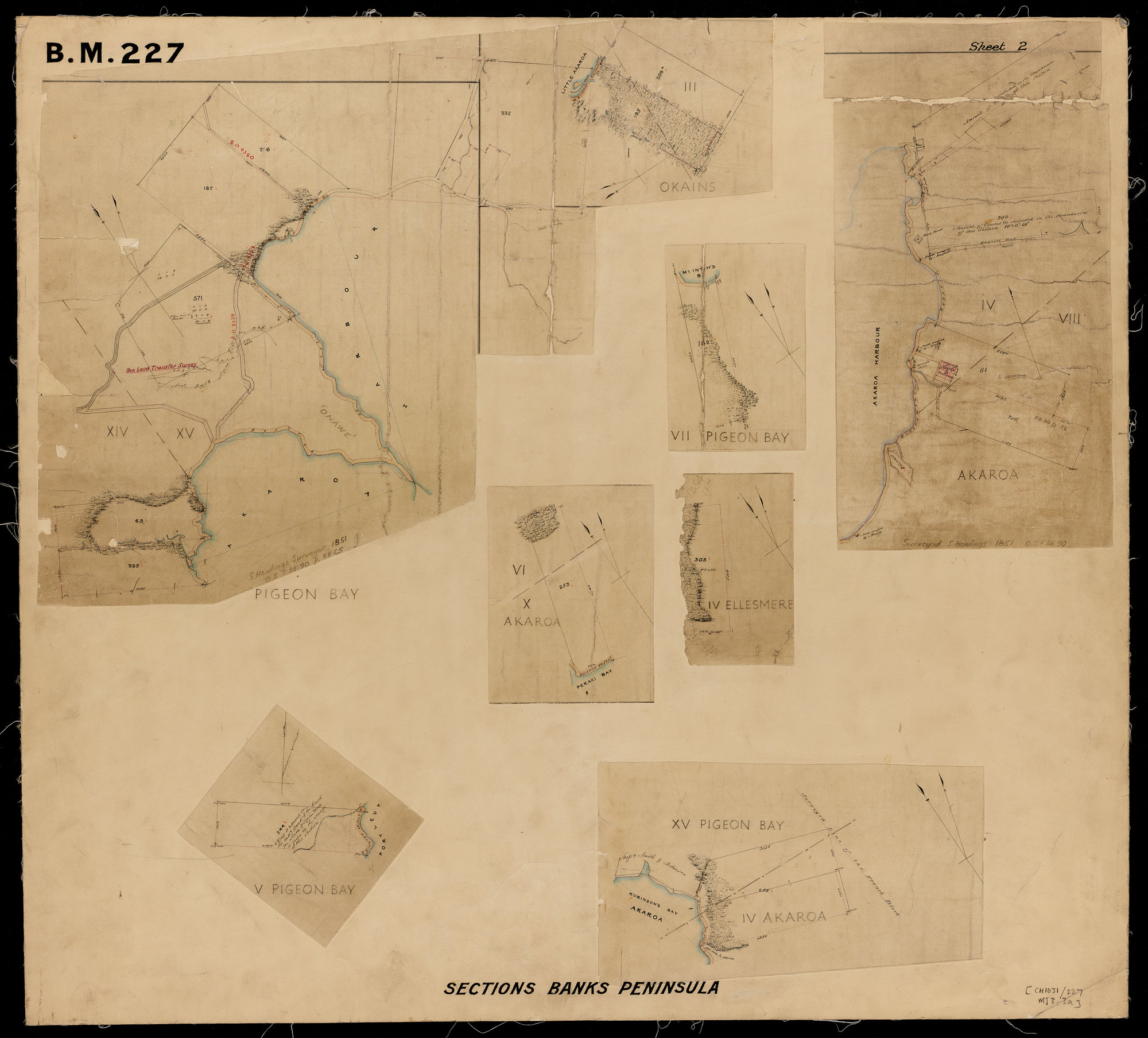 Sections in Pigeon Bay and French Farm