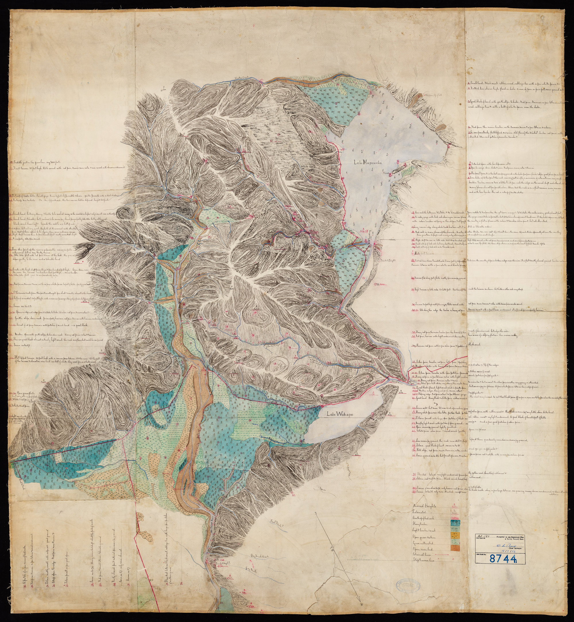 Topographical Plan Mapourika &amp; Wahapo Lakes