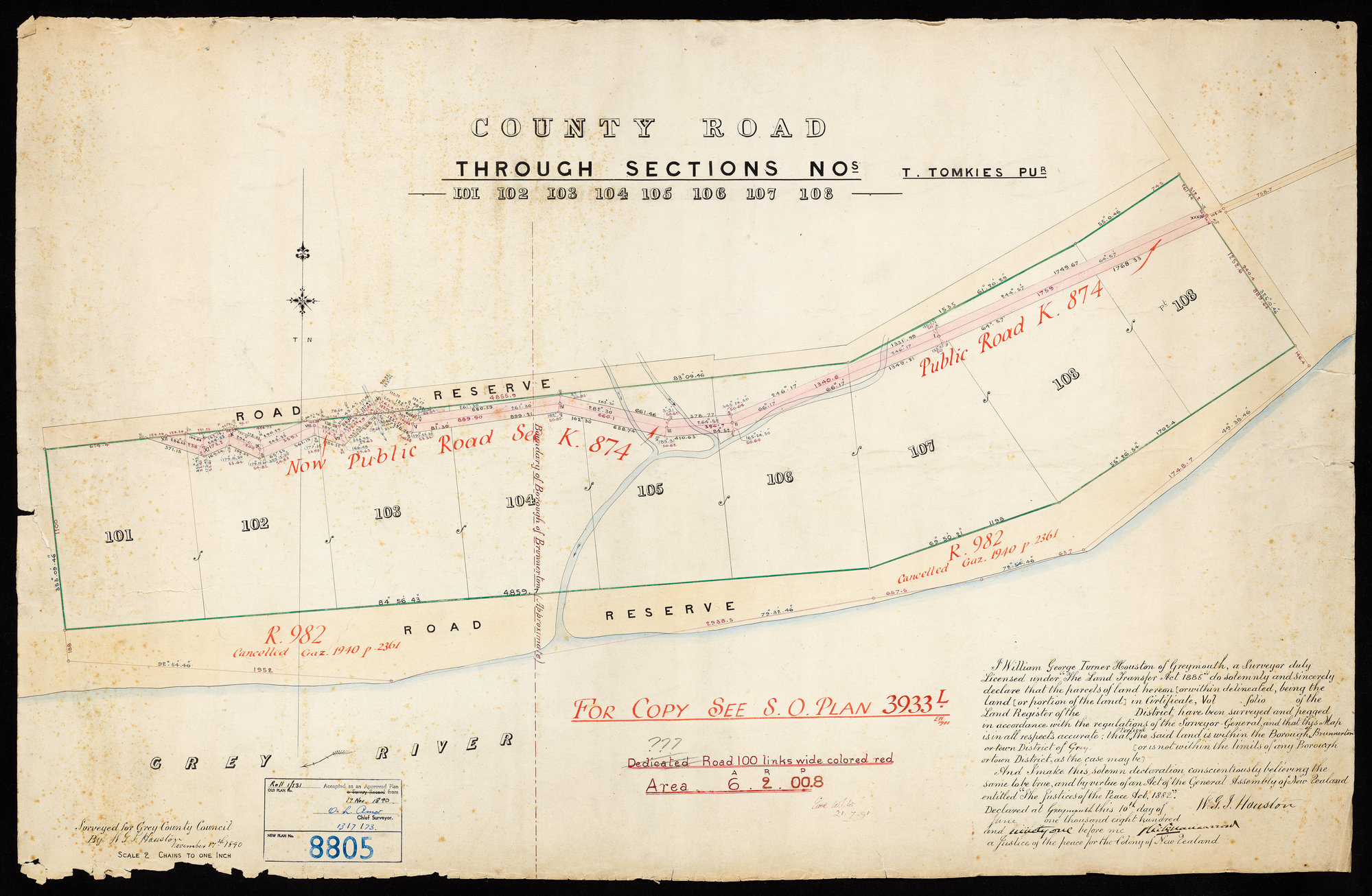 County Road through Sections 101-108 - Grey District