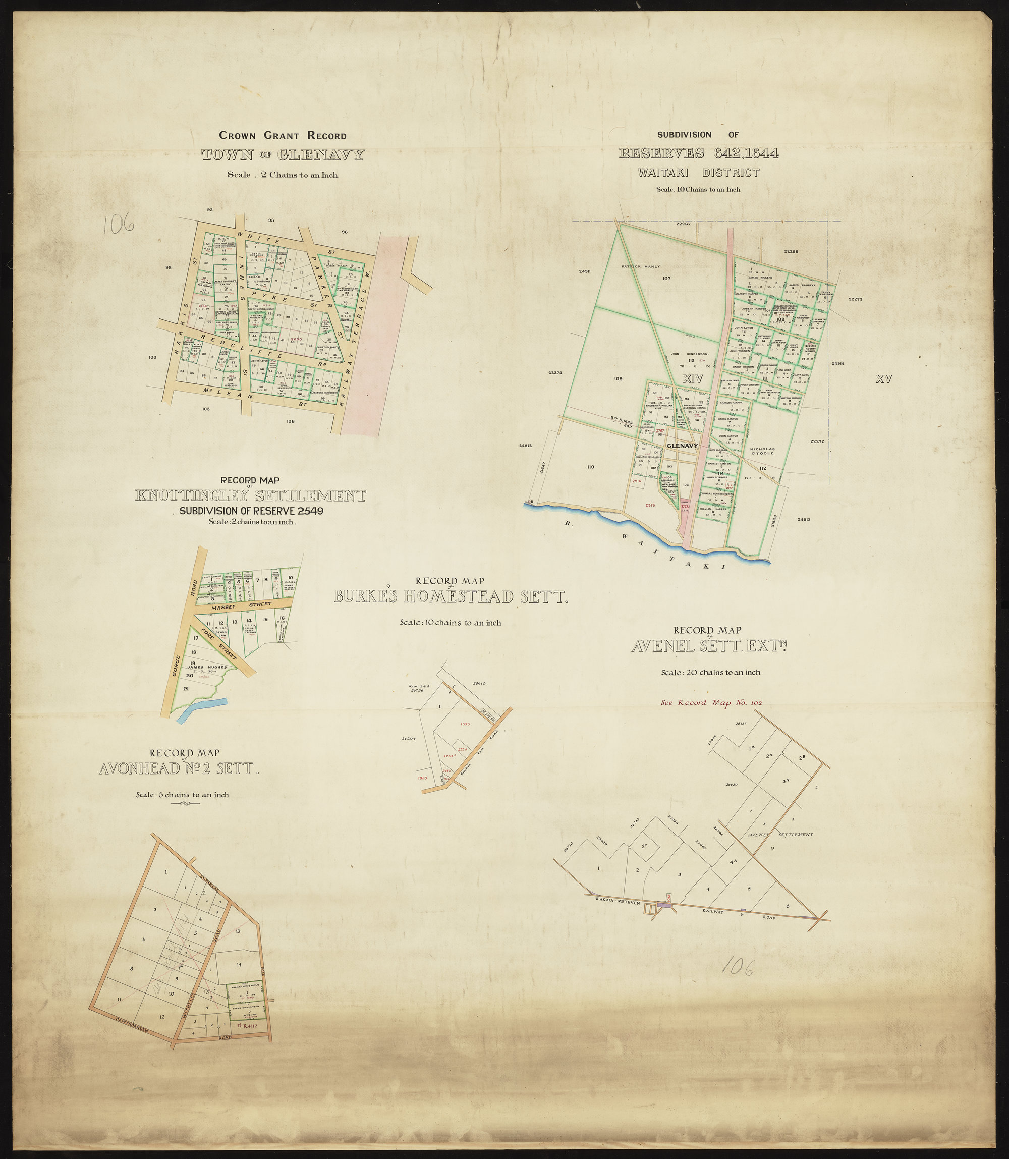 Town of Glenavy, Reserves 642 &amp; 1644 Waitaki District, Knottingham, Burkes Homestead, Avenel Extension, Avonhead No 2 Settlements
