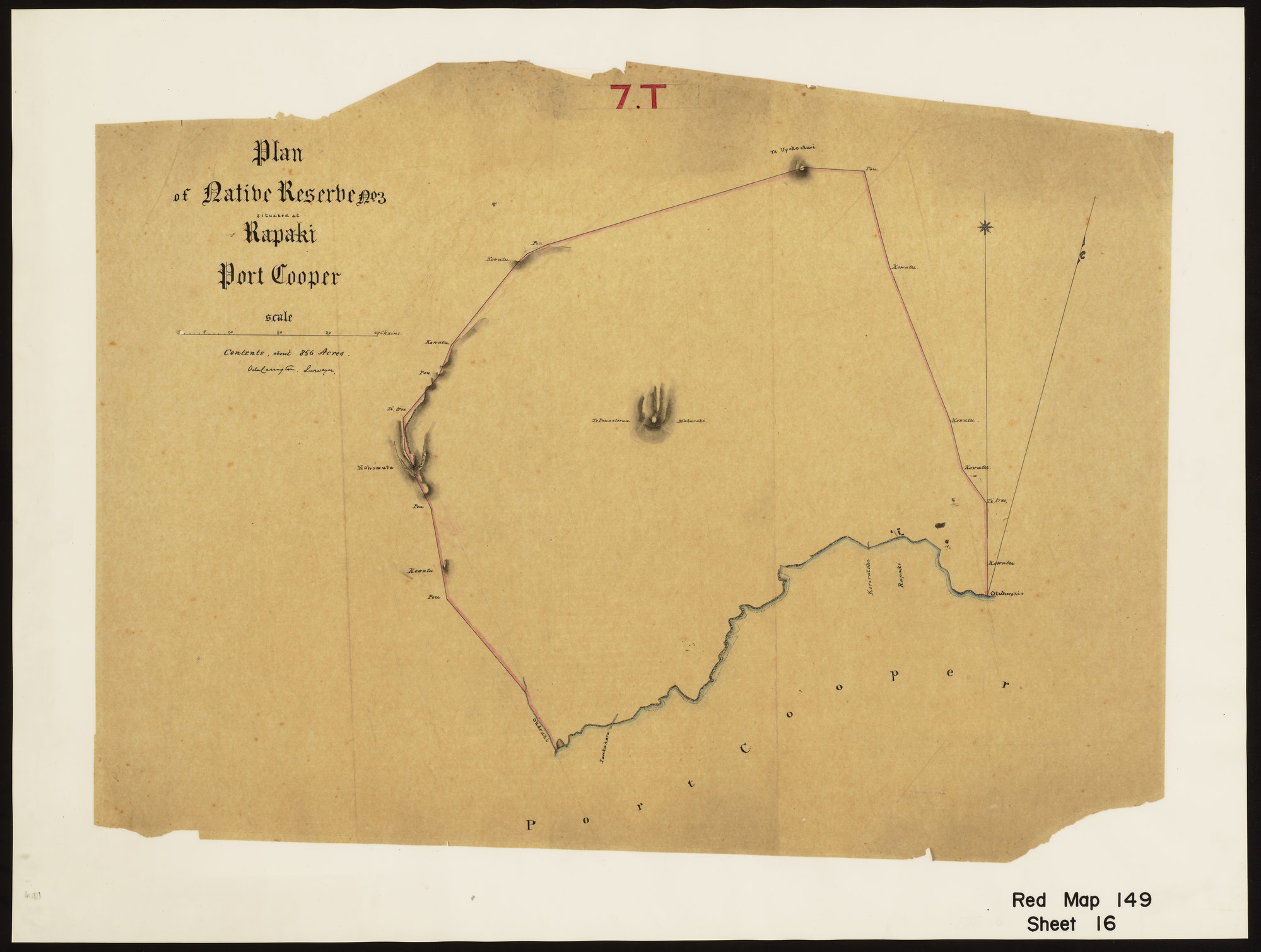 Plan of Native Reserve No 3 situated at Rapaki Port Cooper