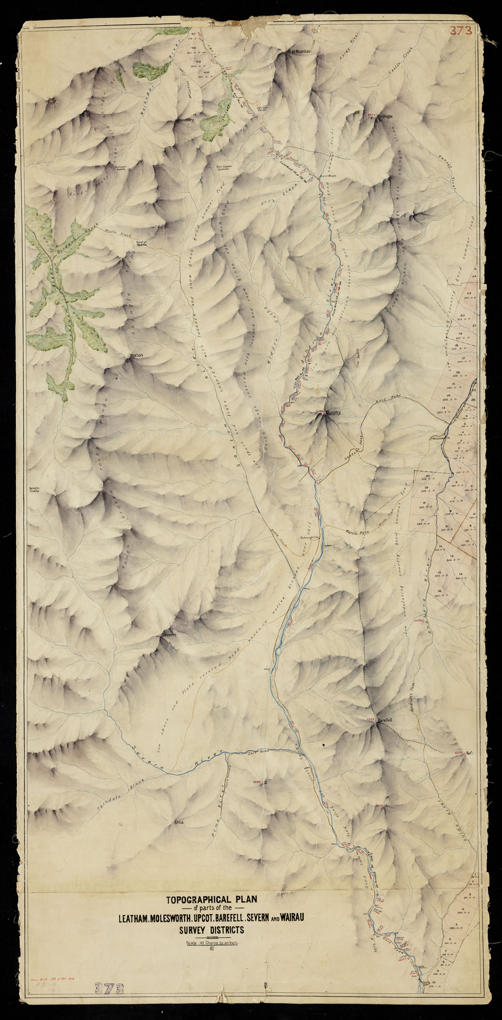 Topography Plan of parts of Leatham, Molesworth, Upcot, Barefell, Severn, and Wairau