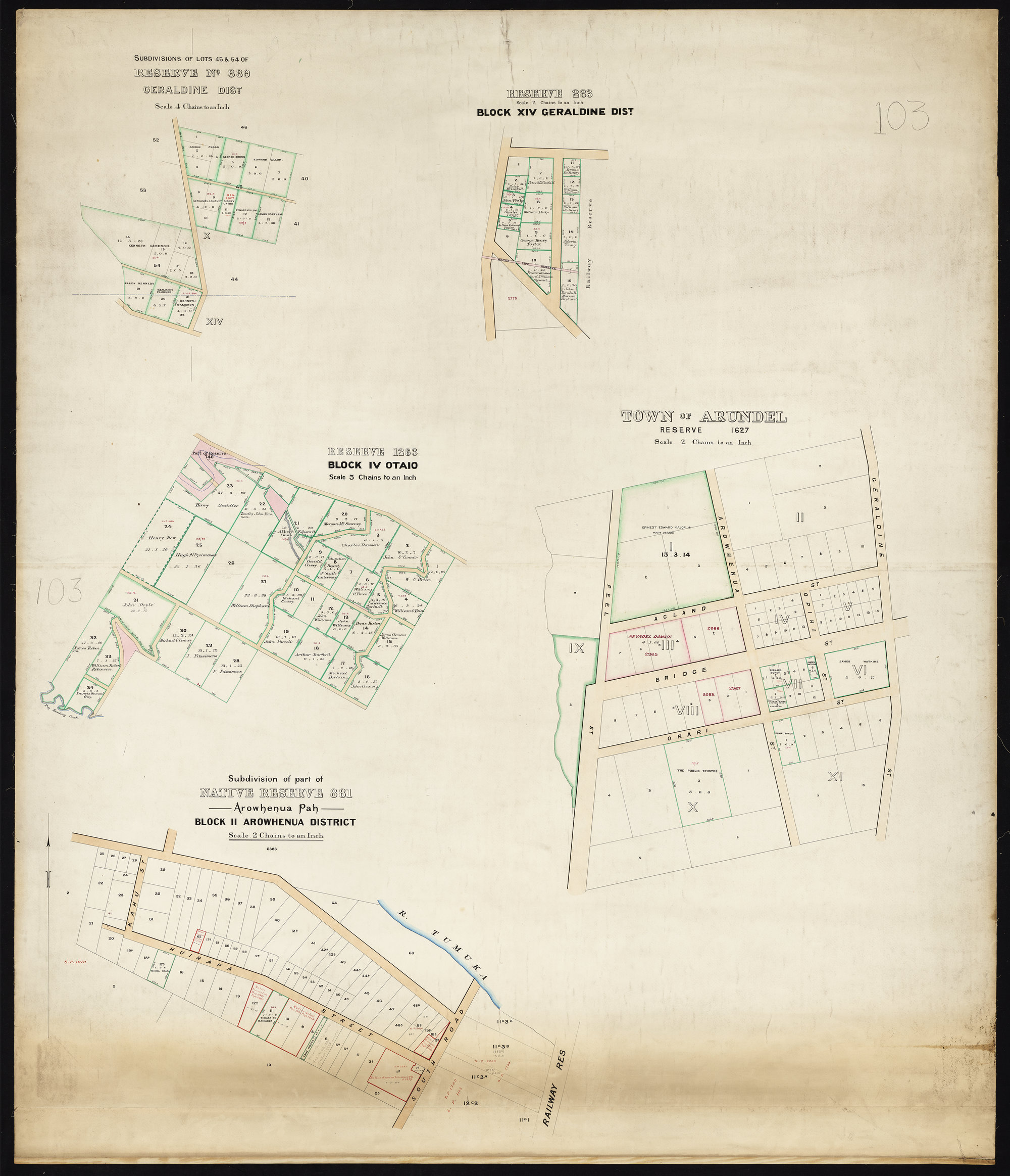 Geraldine District, Otaio District, Town of Arundel, &amp; Arowhenua Pa.