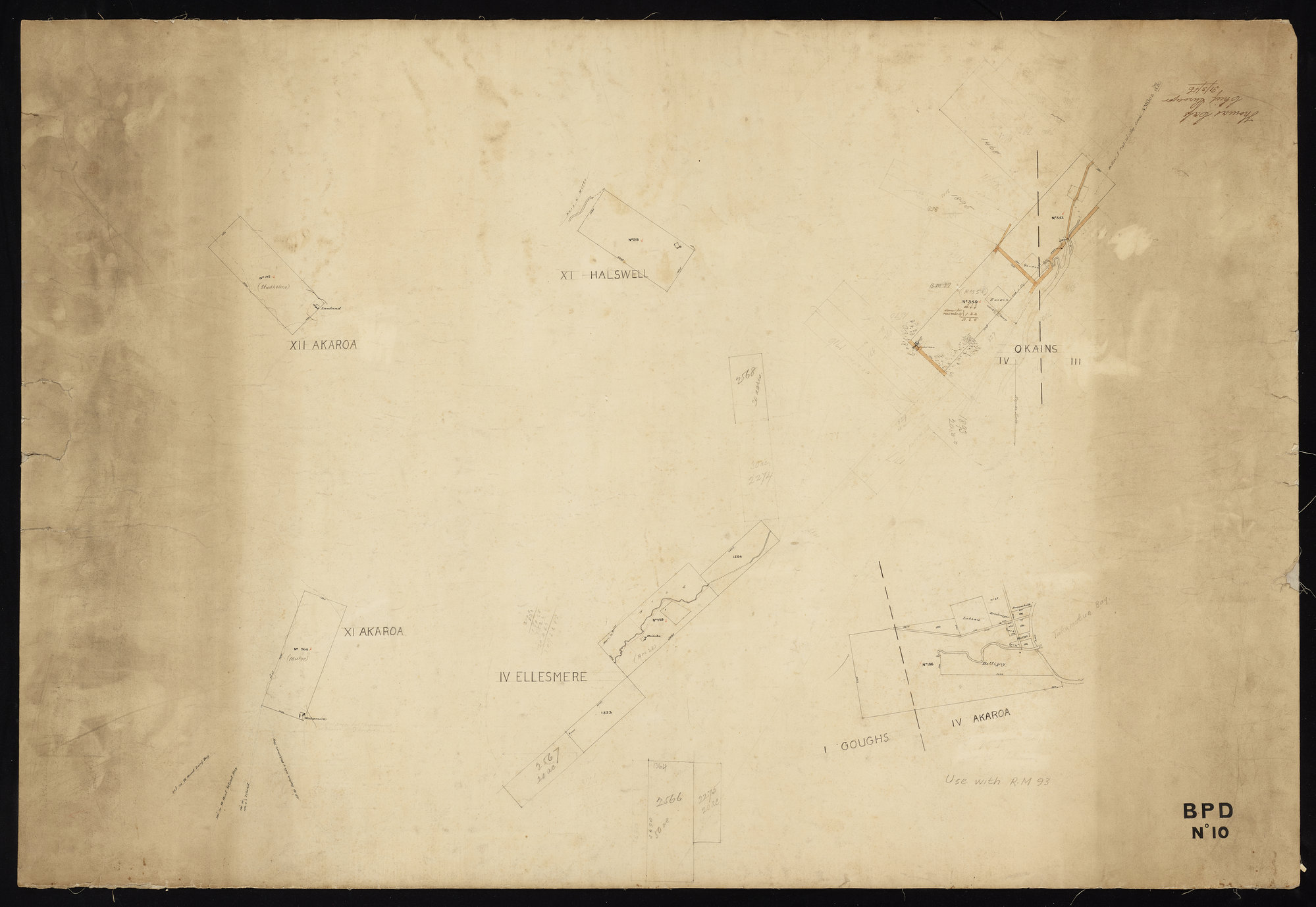 Maps showing a few sections in Bank Peninsula