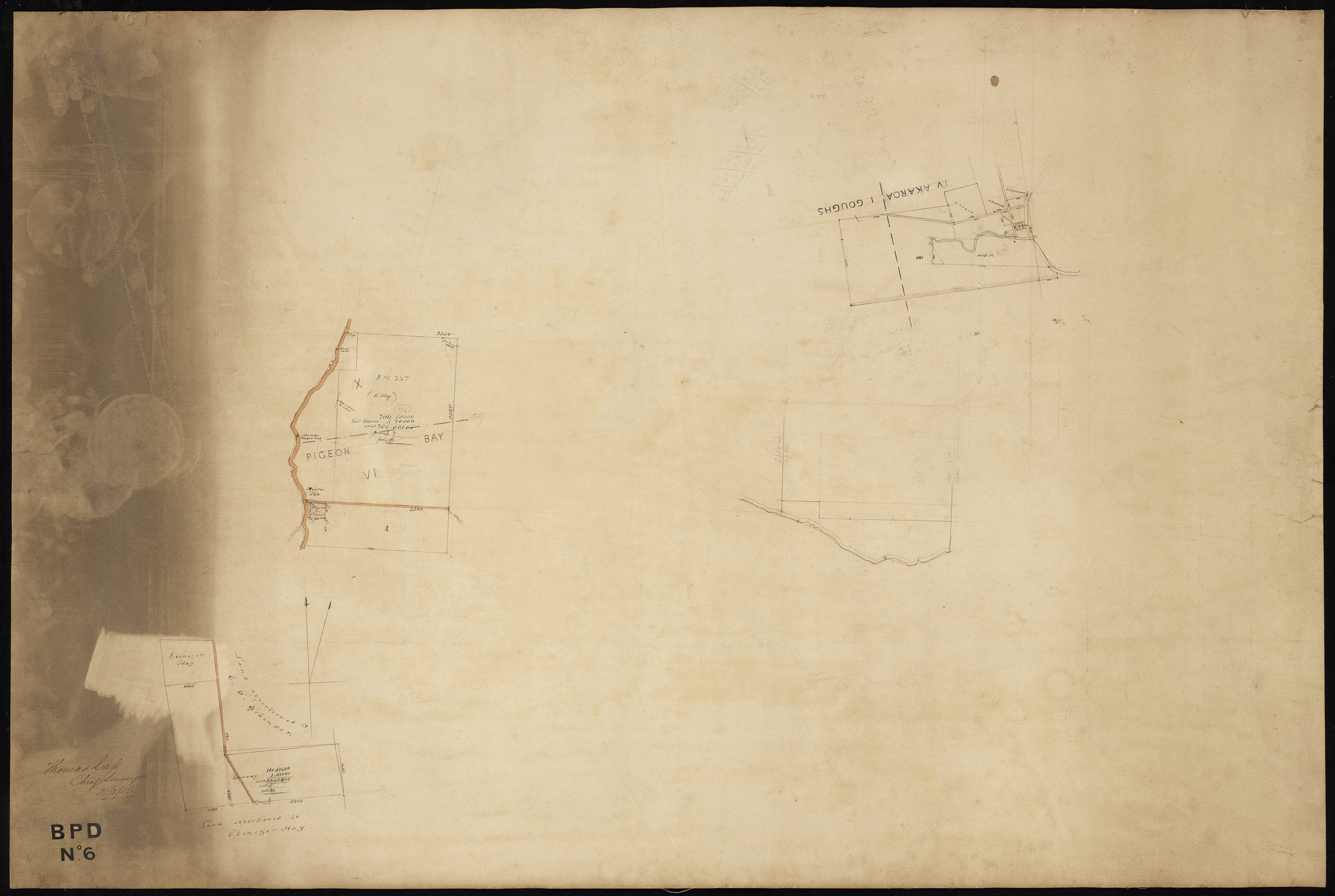 Map showing a few sections in Banks Peninsula